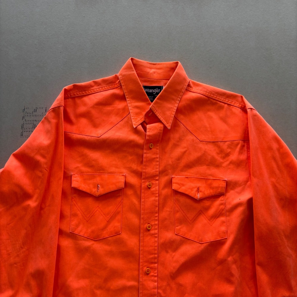 Vintage Wrangler Western Shirt Hunter Orange Pearl Snap
